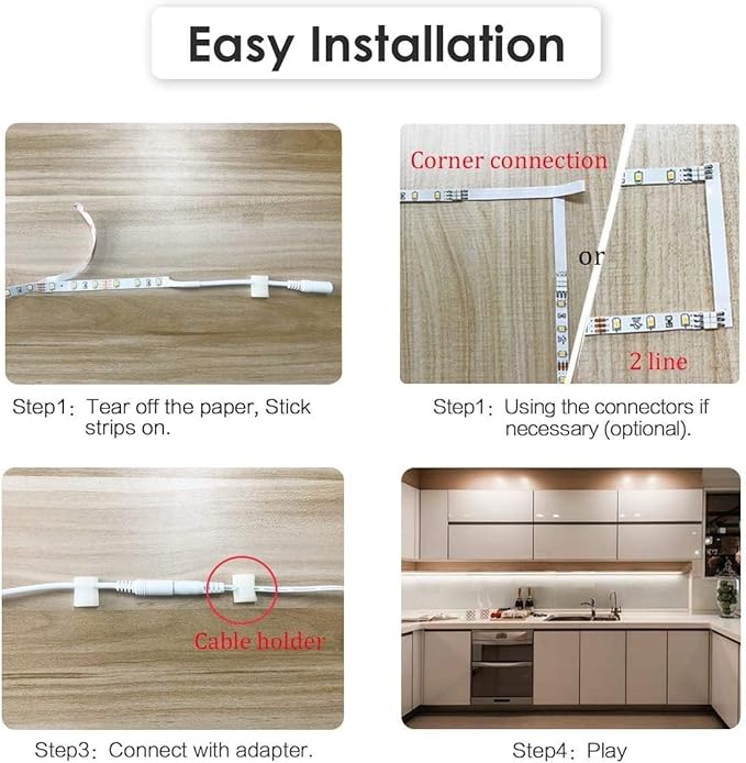 WOBANE Under Cabinet Lighting Kit, 6PCS 20inch LED Strip Bars with 24W Adapter,RF Remote,Hidden Super Bright Daylight for Kitchen Cabinet,Under Desk,Counter Lighting,4000K Natural White,1500LM