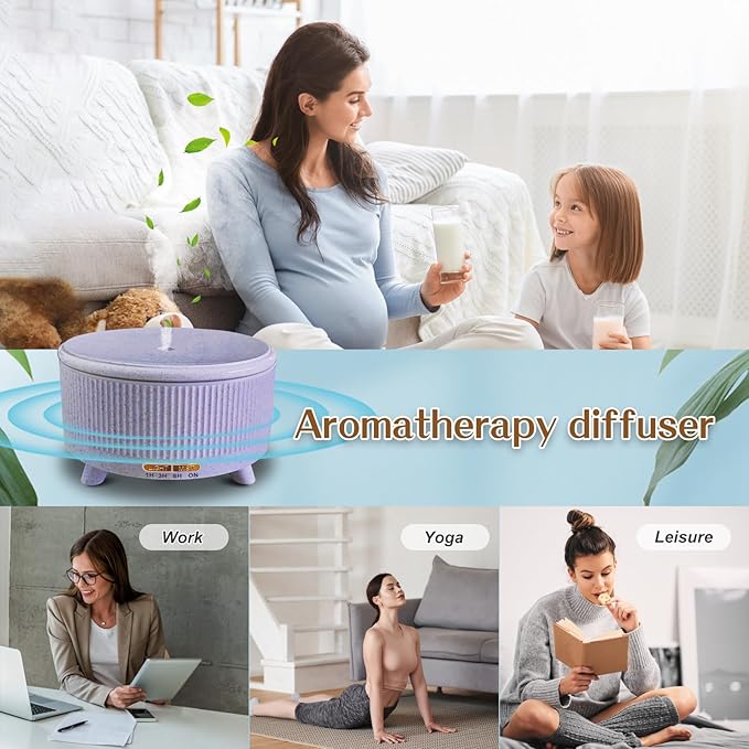 Essential Oil Diffusers for Home 500ml,Aromatherapy Diffusers for Essential Oils Large Room with 7 Colors Lights & 3 Mist Mode Waterless Auto Off,Cool Mist Humidifiers for Decor，Purple