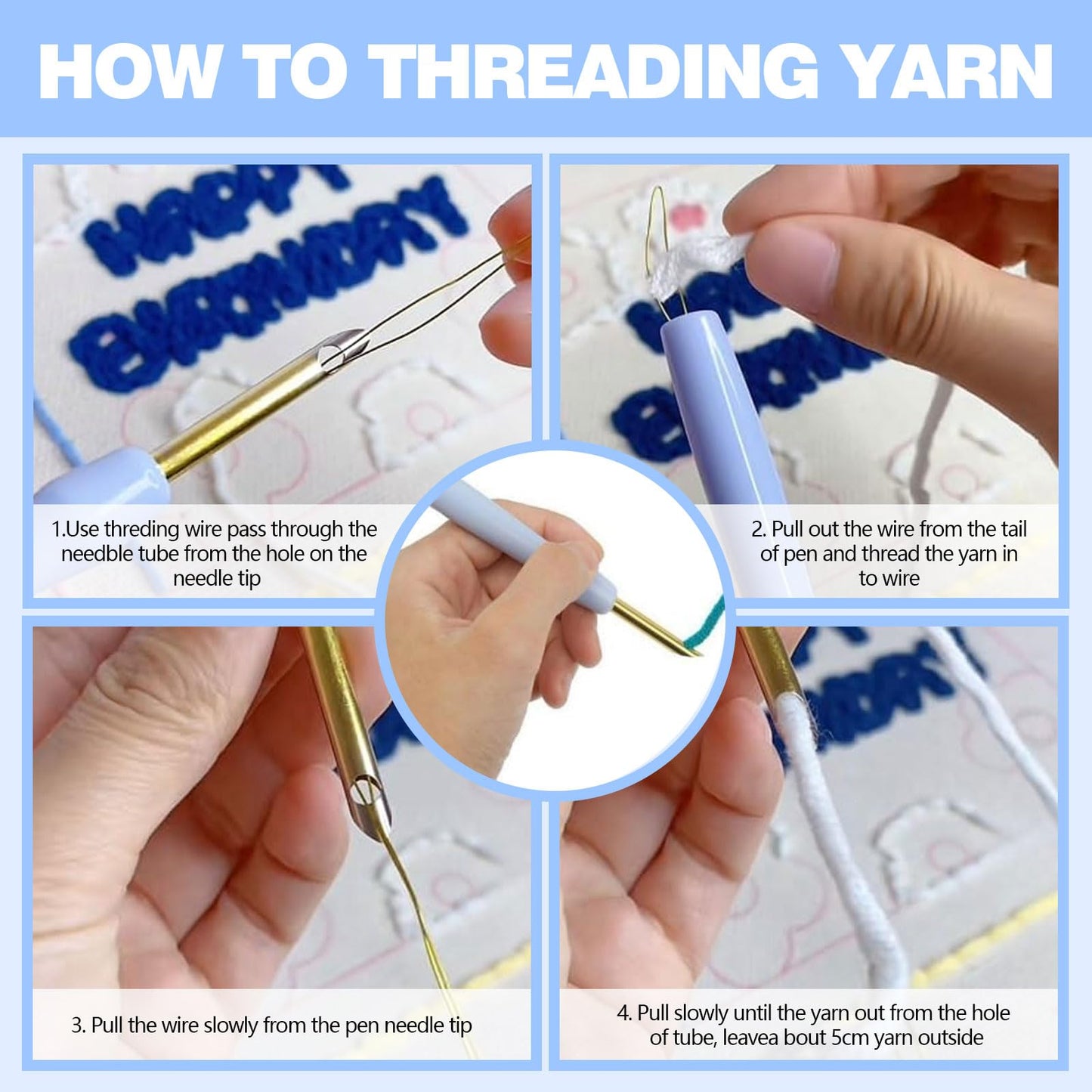 RUIQLXHANG Punch Needle Kits Adults Beginner, Cute Cartoon Highland Cow with Daisy Flower for Beginners, Punch Needle Starter Craft Set with 20cm Hoop, Perfect for Festival Gift and Decoration