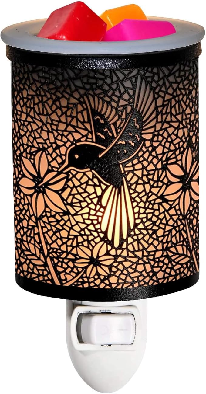 ASAWASA Metal Plug-in Wax Warmer with 1 pics Silicone Liner, Electric Wax Burner Melter Fragrance Warmer Night lamp,for Home Bedroom Kitchen Garage Gifts Décor Aromatherapy Spa (Hummingbird)