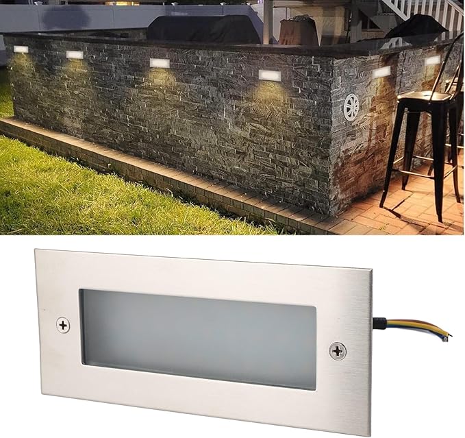 LED Step Light, Step Light, Aluminum Alloy Stair Wall Light 500lm 85 to 265V for Indoor Outdoor Use, 3000K Warm White Light, IP65 Rated, Long Lifespan