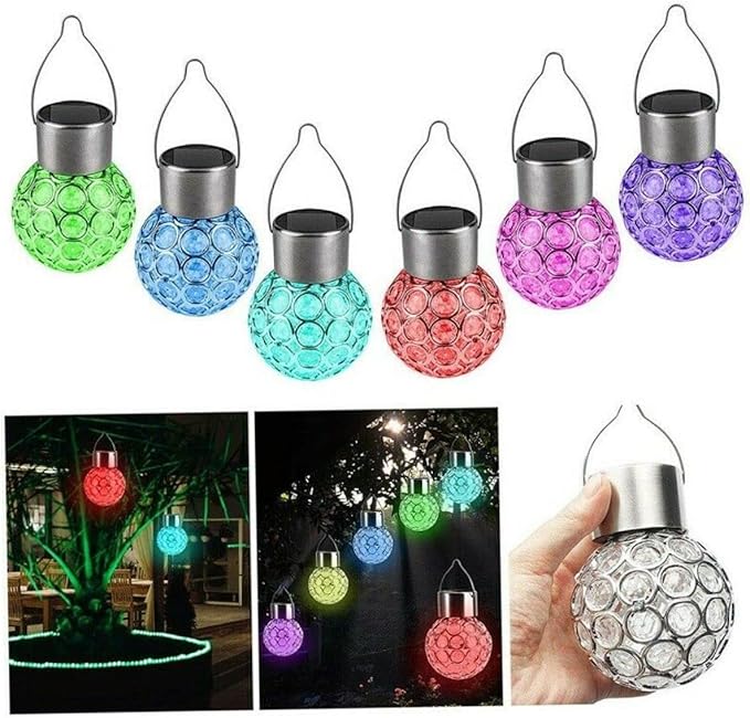 Mipcase 5pcs Solar Powered Lanterns Outdoor Decorative Hanging Lights Hanging Lamp Led Solar Garden Light Amorphous Silicon Panel
