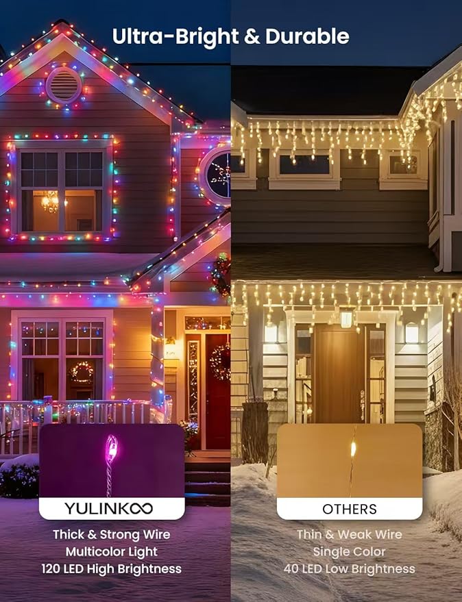 Fairy Lights 9.8FT 120LED, Battery Operated Firecracker Cluster String Lights, Multicolor Twinkle Light with Remote, Waterproof LED Light for Christmas Tree Party Bedroom Window DIY Decor