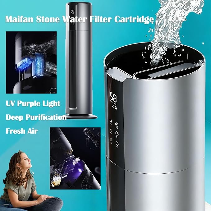 9L Cool Mist Humidifier, Ultrasonic Fast Humidifier for 645 Sq Ft, Smart App & Remote Control, HD Humidity Display, Tap Water Friendly for Home Office