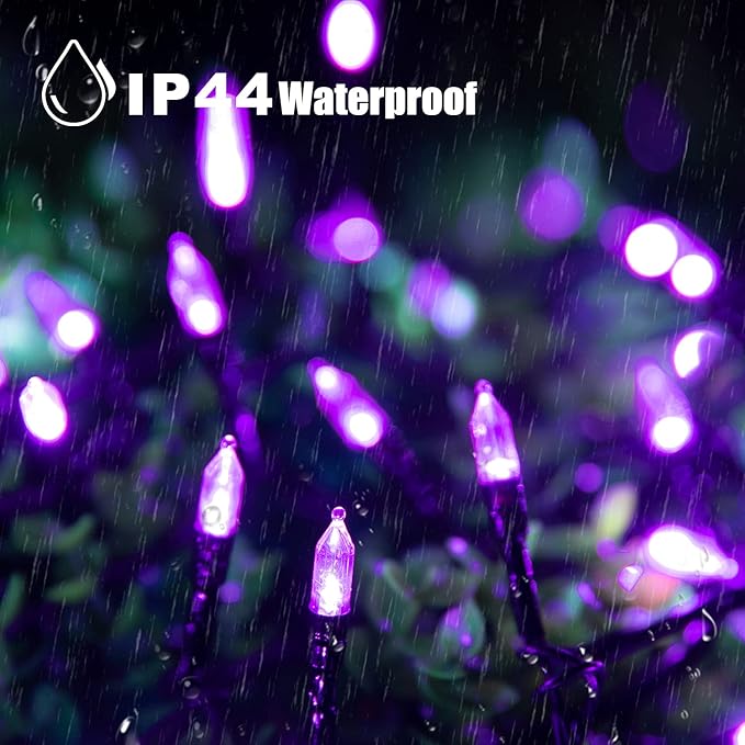 Purple LED Outdoor Halloween Lights, 39Feet 100 LED Mini Lights with 8 Lighting Modes, Connectable Halloween String Light Plug In for Garden Patio Party Haunted House Ghost Holiday Lighting Decoration