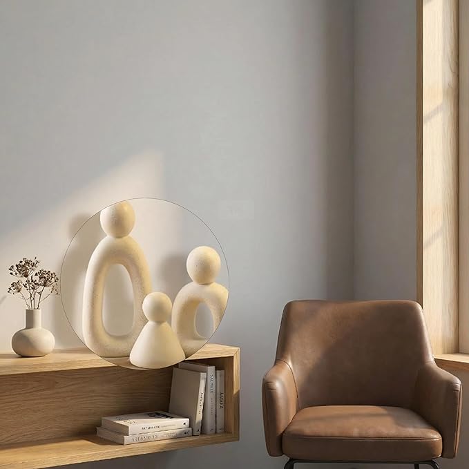 Abstract Family of 3 Collectible Figurines - White，Modern sculptures for home decor in living room, perfect as knick knacks for shelves and TV stand decor, adding elegant accents to your space.