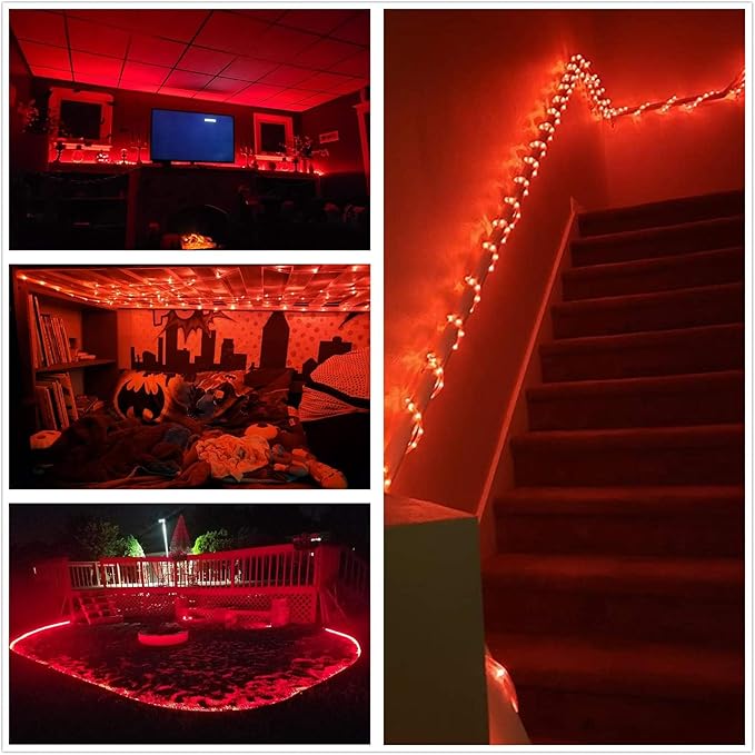 Red LED Rope Light, 20Ft LED Strip Lights Outdoor Waterproof Decorative Lighting for Indoor/Outdoor Decorations, Deck, Patio, Party and Bedroom Decorations