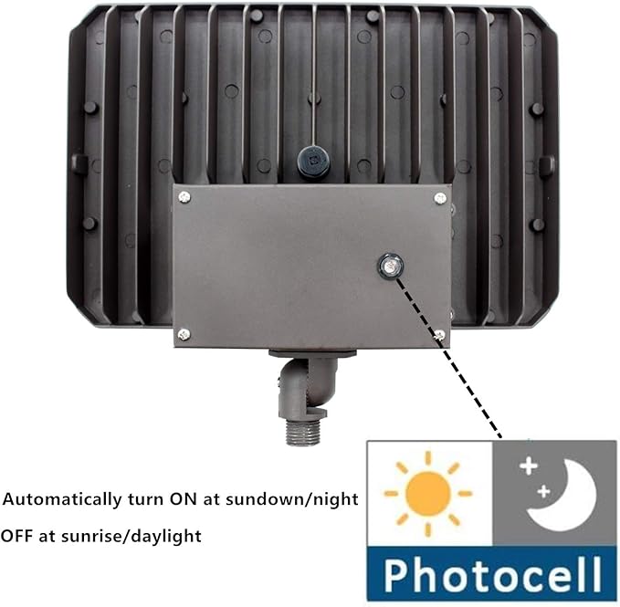 Dusk to Dawn 150W Outdoor LED Flood Light with 1/2" Knuckle Mount (Plate Included), 5000K 21000LM 100-277V, ETL Waterproof LED Security Flood Lighting for Sign/Flagpole/Tree/Yards/Advertising Boards