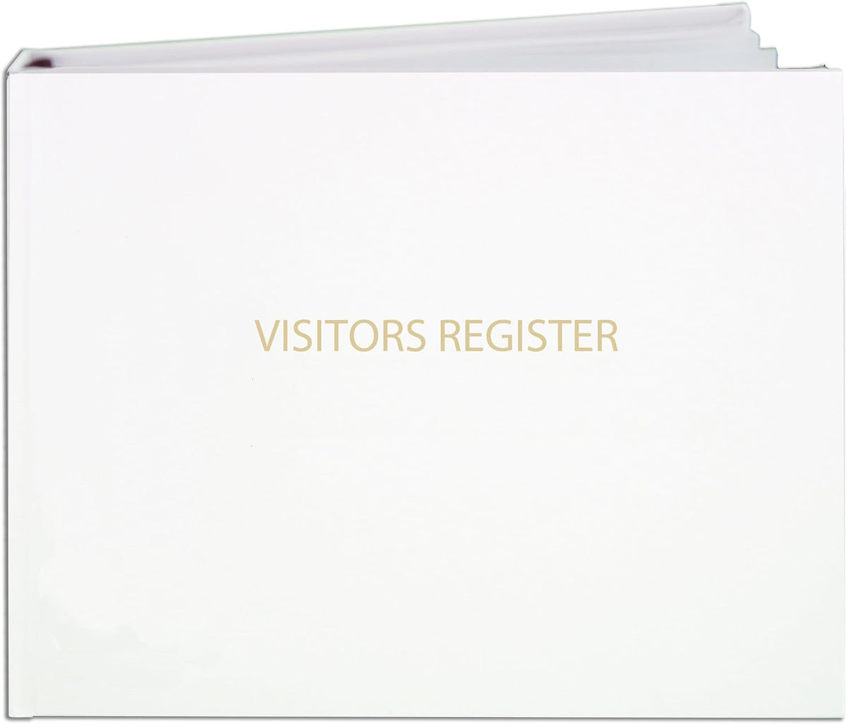 BookFactory Visitor Log Book/Visitor Register/Visitor Sign-in Book - 120 Pages, 8 7/8'' x 7'' - White Bonded Leather Cover, Section Sewn Hardbound (Made in USA)