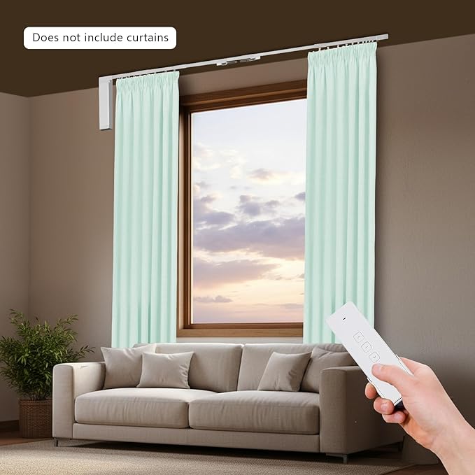 Smart Curtains System, Low Noise 35dB Electric Curtain Track 13.8ft, Smart Electric Curtain Rod with WiFi Remote Voice Control, Voice Control Electric Curtain Track with Timer and Manual Pull