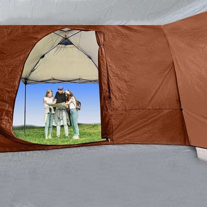 KAMPKEEPER Side Tent,Camping Tent for 10' x 10' Pop Up Canopy, Easy Set Up Gazebo,Compatible with 10' Wide Canopy Tents (Orange)