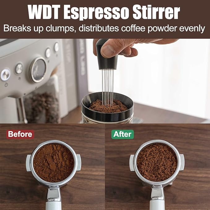 7 PCS Espresso Accessories Kit, Espresso Tamping Station, Coffee Tamper, Coffee Distributor, WDT Tool, Puck Screen, Dosing Funnel, Cleaning Brush, Barista Tools Set (58mm)