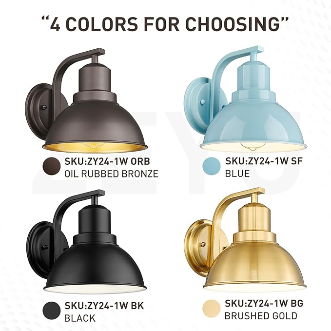 zeyu Interior Wall Sconce Light Fixture, Industrial Wall Lamp for Bedroom, Metal Dome Shade in Oil Rubbed Bronze Finish, ZY24-1W ORB