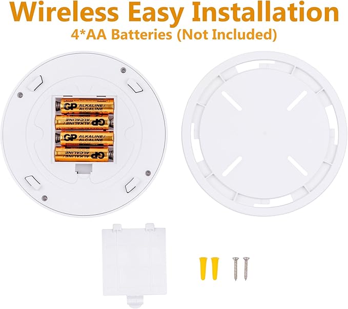 LIT-PaTH Battery Operated Motion Sensor LED Ceiling Light, 6.1inch Flush Mount Light 5000K 150 Lumens, Wireless Nightlight for Closet Laundry Stair- Darkness Use Only, 4-Pack (Battery Not Included)