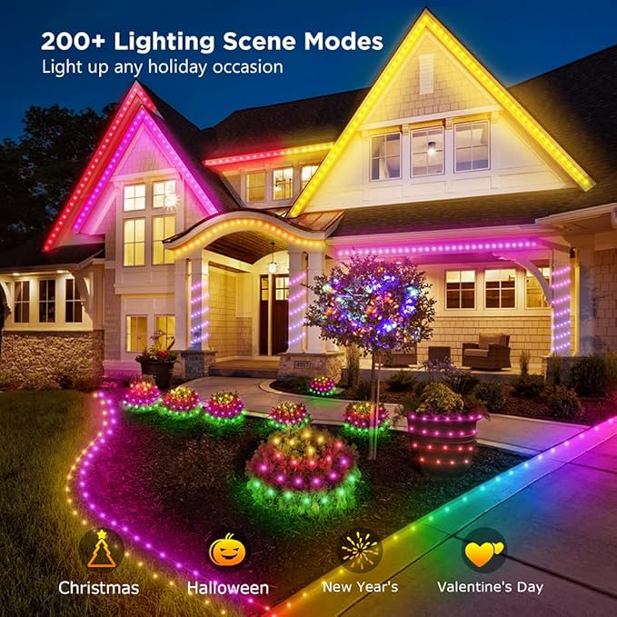 100ft Color Changing Christmas String Lights, 300 LED Twinkle Fairy Lights String Waterproof, 200+ Scene Modes, Smart App & Remote for Indoor Outdoor Christmas Tree Xmas Bedroom Patio Decor