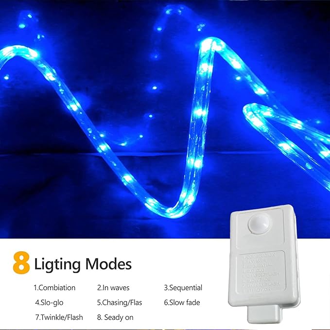 150ft LED Rope Lights Outdoor, 1080 LED Connectable and Flexible Tube Lights with 8 Modes, Waterproof LED Rope Lighting for Garden, Patio, Bedroom, Party, Pool, Indoor Outdoor Decoration (Blue)