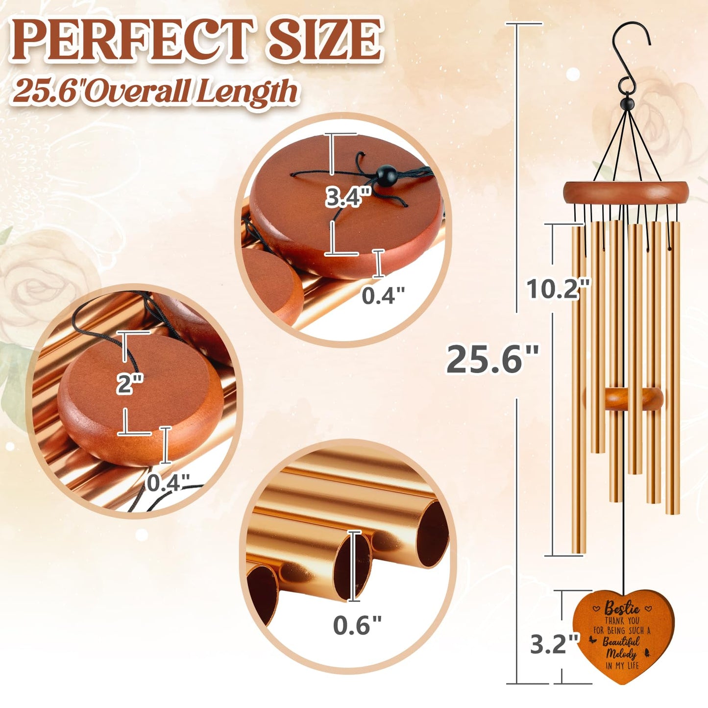 Bestie Gifts for Women, Friendship Gifts for Women, Best Friend Birthday Gift for Woman, Soul Sister, Female, Friend Sister, Christmas, Bestie Appreciation Gift Ideas, Bestie Wind Chimes Decor