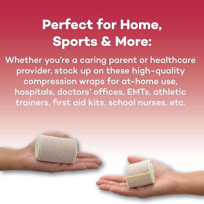 Dealmed 2" Elastic Bandage Wrap with Self-Closure – 50 Elastic Bandages, 5 Yards Stretched Compression Bandage Wrap, Wound Care Product for First Aid Kit and Medical Facilities