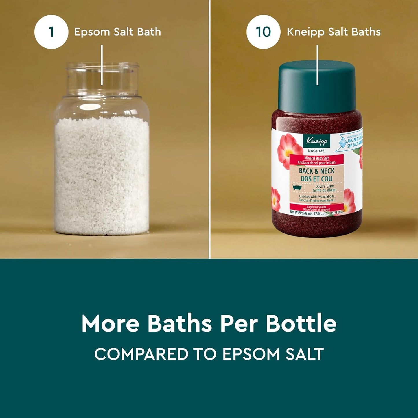 Kneipp Back & Neck Devils Claw Mineral Bath Salt - Soothe & Release Tension - 17.6 oz - Up to 10 Baths