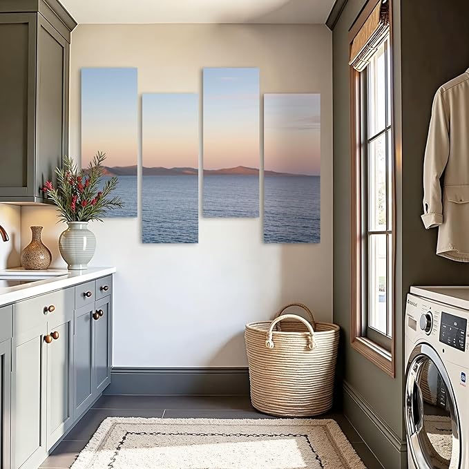 Canvas Wall Art Prints Pictures Bear lake from Marina Garden City Utah Framed Posters Modern Wall Painting Artwork Gift Home Decor for Living Room Ready to Hang 4 Panel