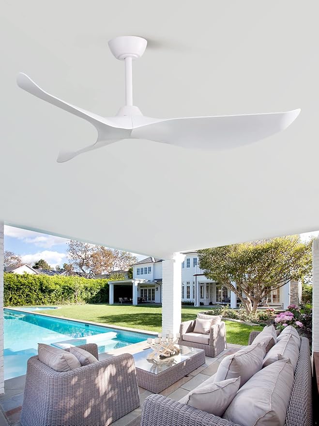 Sofucor Ceiling Fan Without Light, 52 Inch Low Profile Flush Mount Modern Ceiling Fan with Remote for Indoor Farmhouse Bedroom Living Room Outdoor Patio Porch, Reversible DC Motor, Noiseless