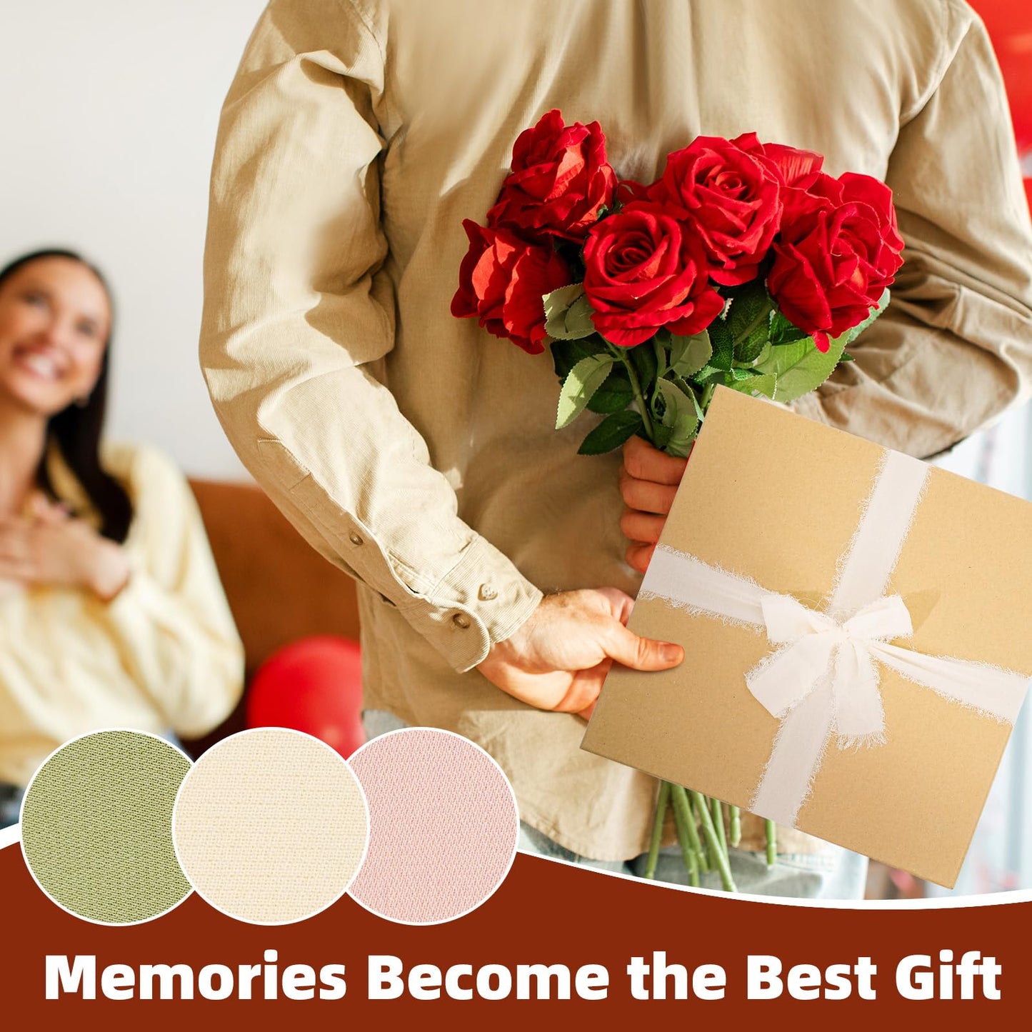 Vienrose 10 x 10 Inch Scrapbook Album Gift Set, Linen Hardcover Photo Book with 40 White Pages, DIY Memory Book Kit with Accessories for Wedding, Baby Shower, Travel, Christmas (Pink, 20 Sheets)