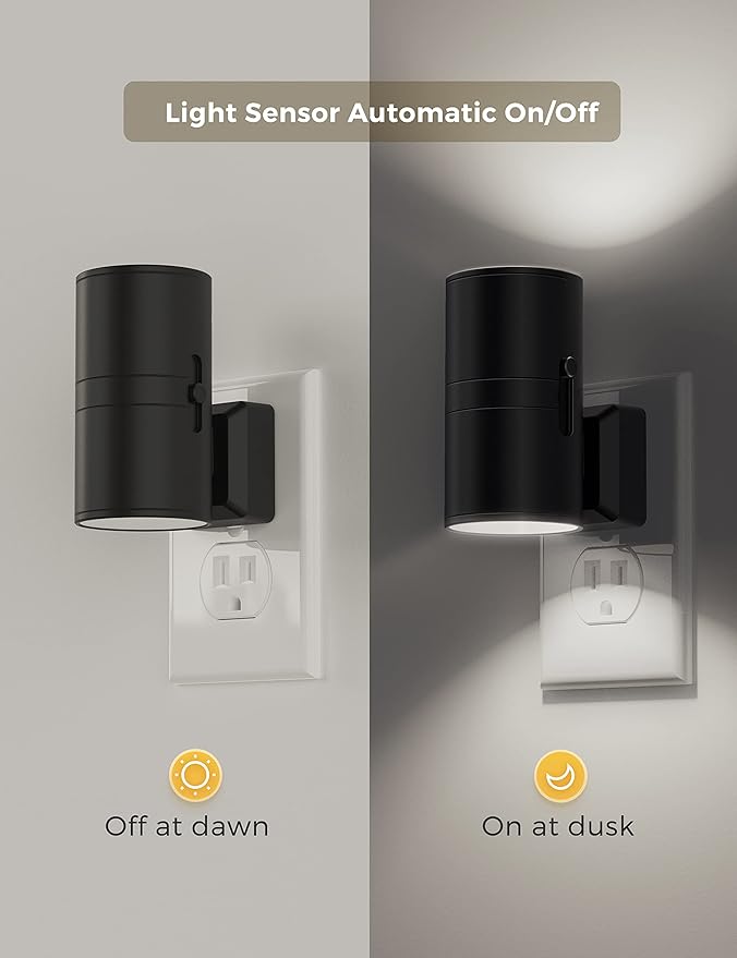 L LOHAS LED Bright Night Light, Night Lights Plug into Wall, 5000K Daylight White, Dimmable Nightlight Plug in with Light Sensor, Decorative LED Nightlights for Hallway Bathroom Kitchen, 2 Pack