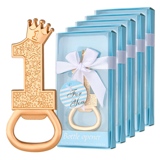24 boxes of 1-year-old birthday party favors, guest gifts 1 Bottle opener, 1-year anniversary decorations, souvenirs, boy gifts
