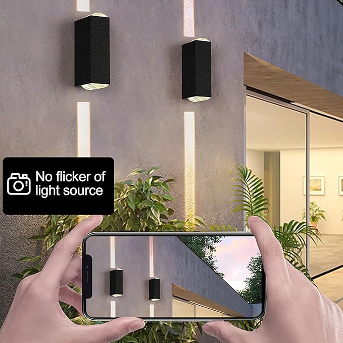 2PCS Outdoor Wall Lights, LED Up Down Exterior Lighting Fixtures, IP65 Waterproof Outdoor Light Fixture, 85-265V 20W 3000k Aluminum Porch Light, Modern Patio Wall Light Fixture Black