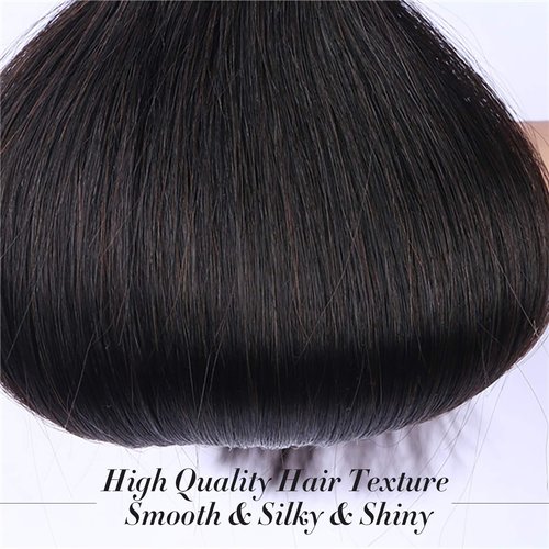 Rebasar Brazilian Straight Human Hair 3 Bundles (22 22 22 Inch) Weave 100% Unprocessed Virgin Weave Hair Human Bundles for American Black Women Remy Straight Hair Extensions Natural Black Color Weft