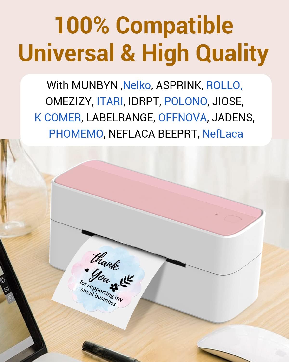 Phomemo Flower 2" Color Round Label Stickers Roll for Thermal Printer for Small Business Supplies - Commercial Grade Thermal Labels for Custom Stickers Personalized & Business Logo - 500pcs / Roll