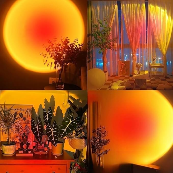 QUIGO Sunset Lamp Projector Led Lights for Bedroom Night Light RGB Lights Sun Sunlight Sunrise Lamp 10w 360 Rotation Rainbow Projection Room Decor Home Decor Christmas Gifts for Women