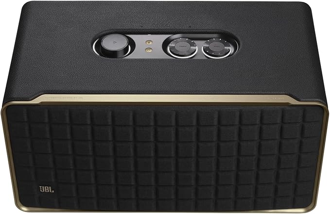 JBL Authentics 500 - Retro Style Home Speaker with Bluetooth, Voice Control, and Dolby Atmos, Multi Room Playback, Built in Alexa and Google Assistant, Automatic self tuning