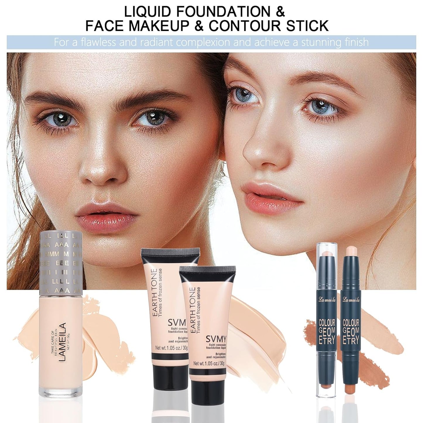 Makeup Kit Full Kit for Women Makeup Kit Full Kit for Teenagers Eyeshadow Palette Lip Gloss Foundation Mascara Eyeliner Cosmetic Brushes Cosmetic Bag etc. (20Middle)