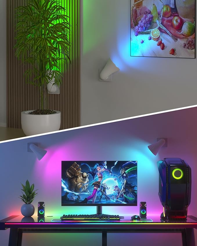 Plug in GU10 Wall Uplighter Lamp with Timer & Memory Function, Spotlights with GU10 Socket, Plugin Wall Wash Lamp with Remote Control, Indirect Lighting Inside (LED RGB Bulb Included)