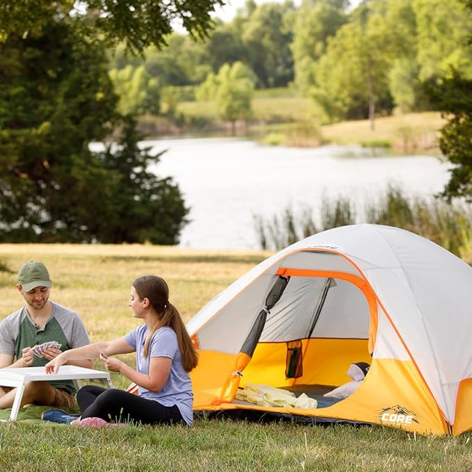 CORE Tent for Family Camping, Hiking and Backpacking | 3 Person / 4 Person / 6 Person / 9 Person Person Dome Camp Tents with Included Tent Gear Loft for Outdoor Accessories