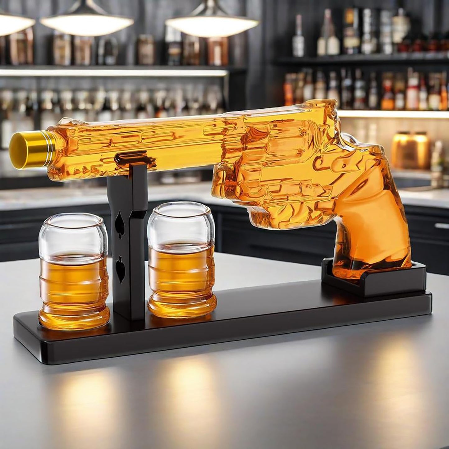 Gifts for Men Dad, 10 Oz Gun Whiskey Decanter Set with Shot Glass, Liquor Decanter Sets for Men Unique Anniversary Christmas Gifts Ideas for Him Husband Brother, Cool for Home Bar