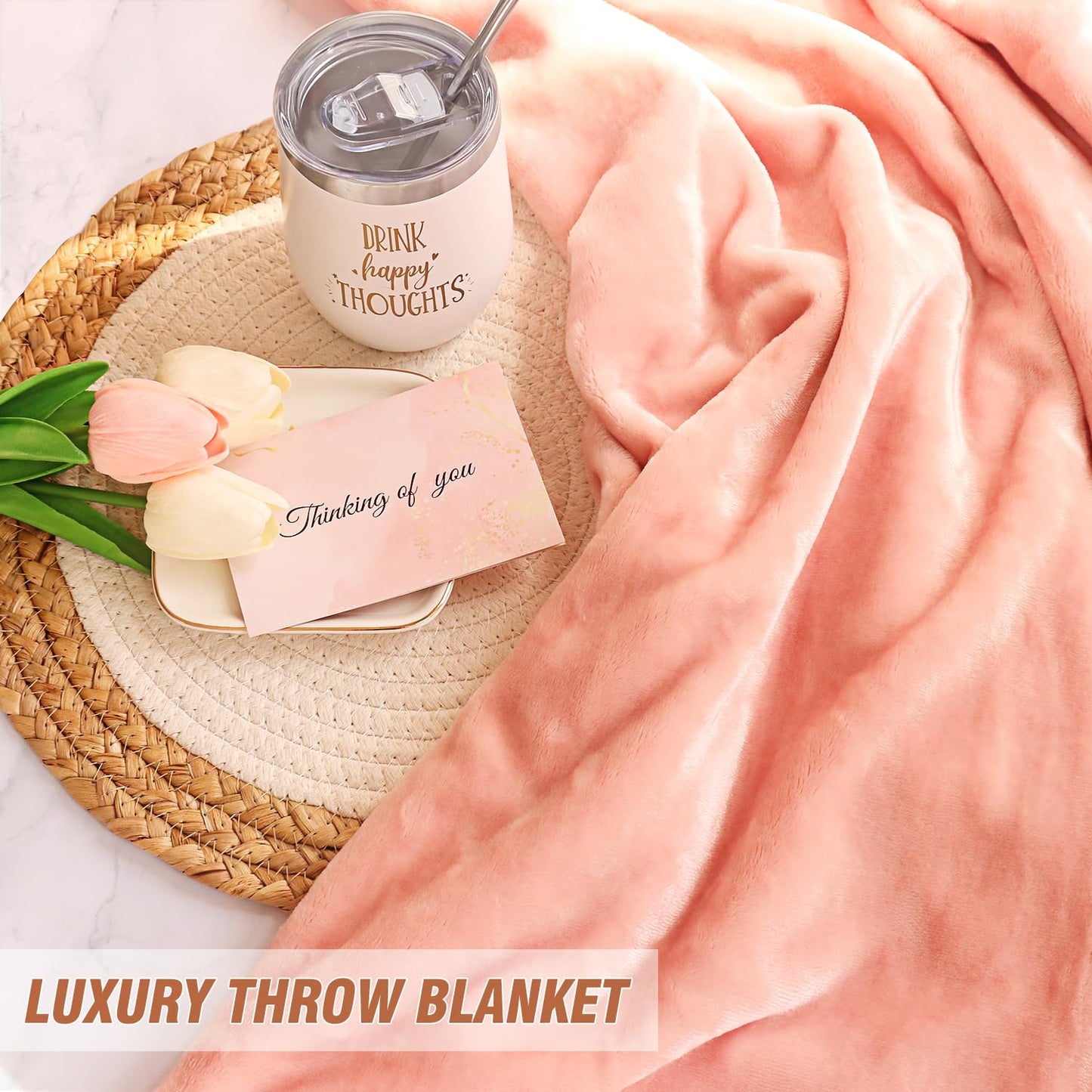 Birthday Gifts for Grandma, for Women, Mothers Day Self Care Gift, Unique Relaxing Spa Gift Basket with Luxury Flannel Blanket, Best Ideas for Grandmother Gigi Nana