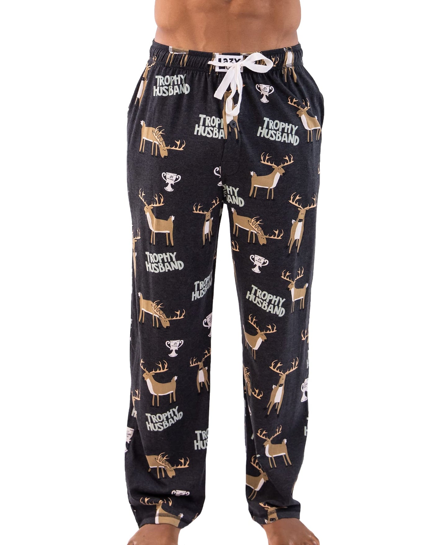Lazy One Novelty Pajama Pants For Men, Men's Separate Bottoms, Lounge Pants, Animal, Buck, Deer, Hunting (Trophy Husband, X-Large)