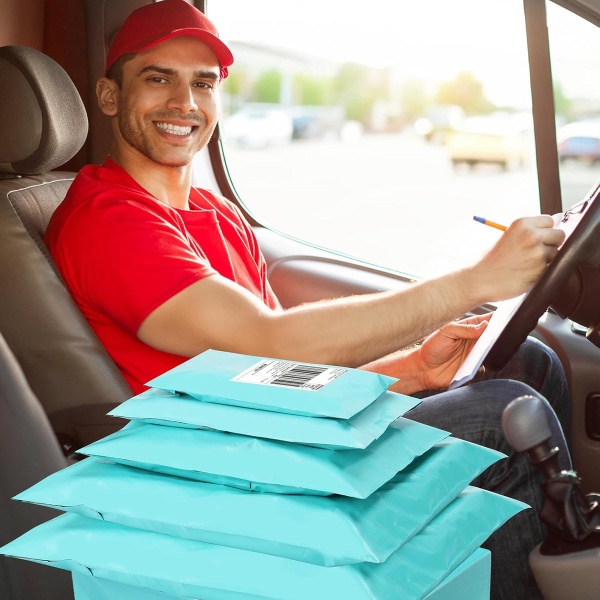 UCGOU 100 Pack Teal Poly Mailers Variety Size Pack, 10x13 Inch & 12x15.5 Inch & 14.5x19 Inch &19x24 Inch, 25 PCS Each Shipping Bag, Self-sealing Adhesive Mailers Assorted Sizes for Small Business