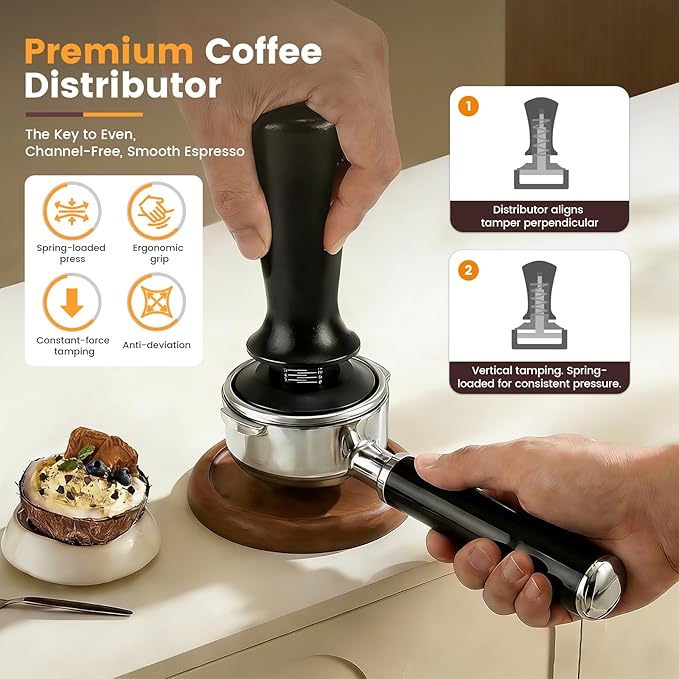 28-Piece 51mm Espresso Accessories Kit, Espresso Machine Tools with Wood Tamping Station, Tamper, Distributor, WDT Tool, Dosing Funnel, Milk Frothing Pitcher & Latte Art Set