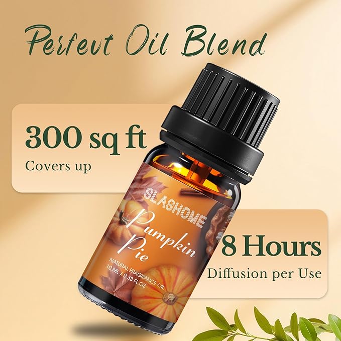 Fall Essential Oils Set-8×10ML，Essential Oils for Diffusers for Home, ragrance Oil for Candle, Cinnamon,Apple CiderF,Pumpkin Pe,Vanilla,Hawest Spice,More, Aromatherapy Gift Set for Women & Men