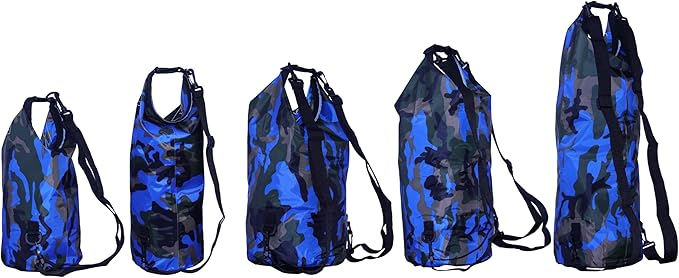 Waterproof Dry Bag Combo 5-30L Roll Top Dry Storage Bag Backpack for Kayaking Boating Beach Camping Travel Fishing, w/Phone Case & Collapsible Water Bottle & Sunglasses & Ear Band,Blue 10L