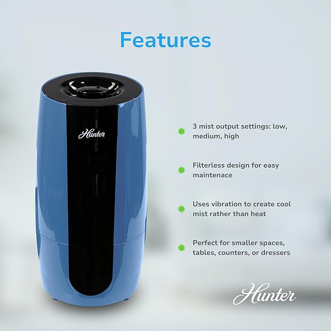 Hunter Fan Company Aspire Cool Mist 0.7 Gal Ultrasonic Humidifier-Denim