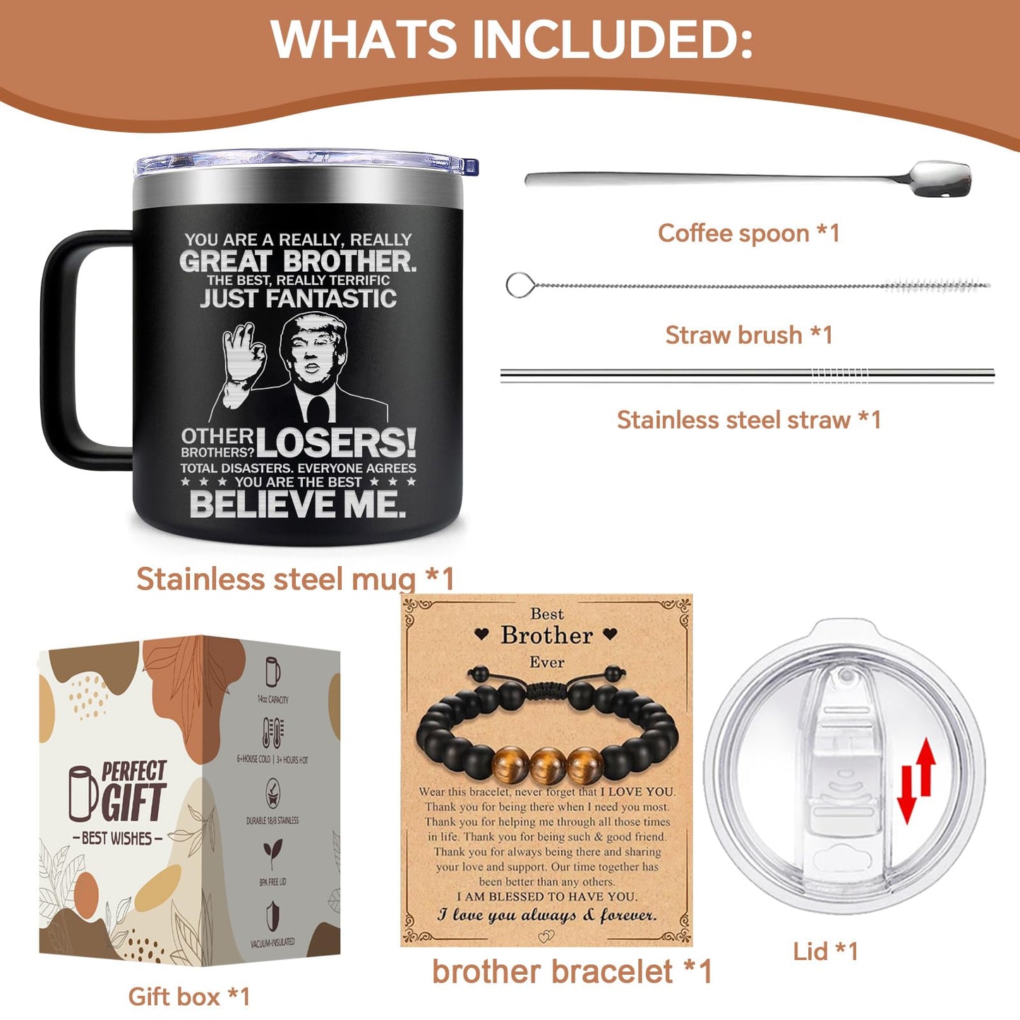 Fufendio Gifts for Brother - You Are a Really Really Great Brothers Mug 14oz - Big Brother Gift from Sister - Fathers Day Birthday Christmas Gifts for Old Little Brothers