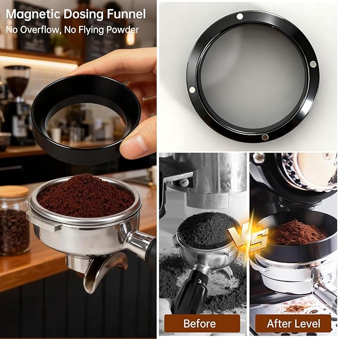 9 Pcs Espresso Accessories Kit, 51mm Espresso Tamper Tools, with Wooden Espresso Tamping Station, Distributor, Stirrer, Dosing Funnel,Puck Screen, Brush, Latte Art Pen and Decorative Stencils