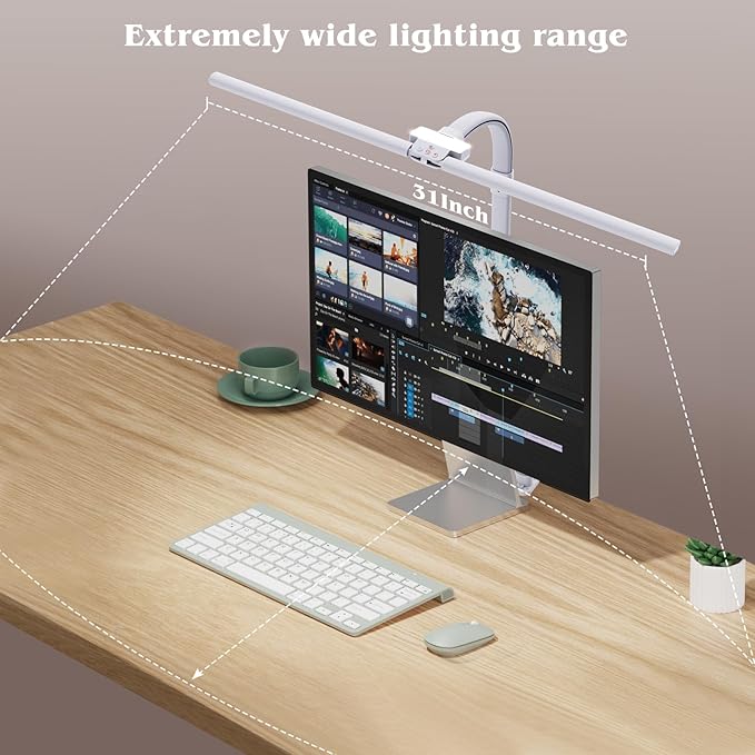 Led Desk Lamp for Home Office,24W Bright Eye-Caring Desk Light with Clamp,5 brightness and 5 temperatures Dimmable Workbench Task Light, Adjustable Gooseneck Table Lamp for Monitor Study(white)