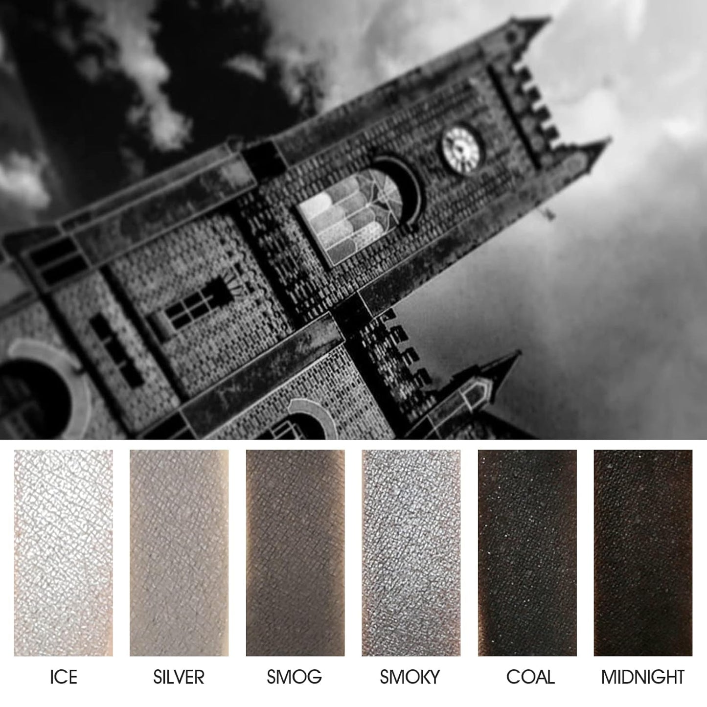 ecofavor Black Smoky Eye shadow Palette, DE’LANCI PANDA 9 Colors True Black Dark Grey Smokey Goth Makeup Pallet, 9 Soft Matte Shimmer High Pigmented Basic Black White Gray Shade for Halloween