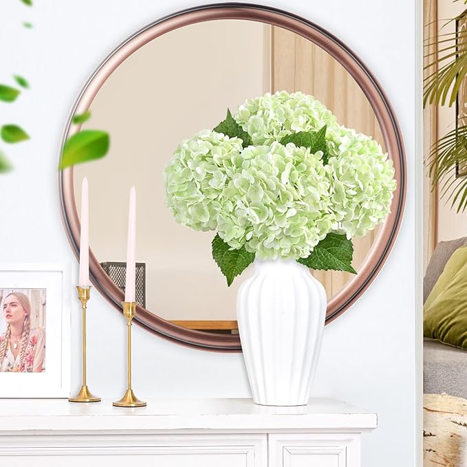 4 Pcs Real Touch Hydrangea Artificial Flowers, 21" Light Green Full Faux Hydrangea Flowers Latex Fake Flowers for Home Decor Party Floral Arrangements Wedding Bouquets Centerpieces Outdoor Decor