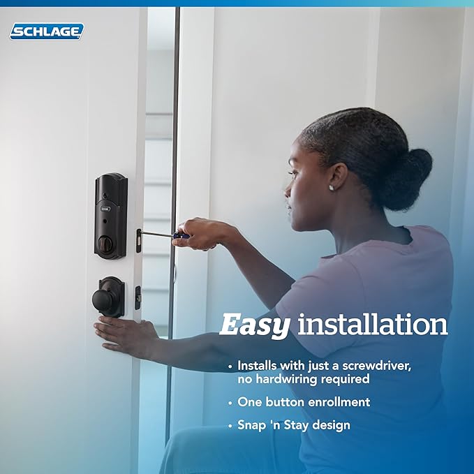 Schlage Connect Smart Deadbolt Lock with Touchscreen Keypad, Keyless Front Door Entry, Z-Wave Plus Compatible, Satin Nickel, BE469ZP CAM 619